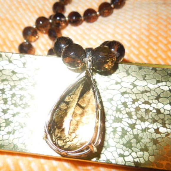NWOT Smoky Quartz Bead Necklace & Enhancer - Picture 5 of 8